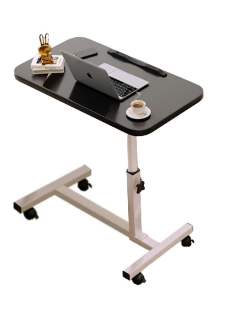 PENG GENERAL - Mobile Over Bed Table with Wheels Adjustable Over Bed Table Standing Desk Cart Black 55x32cm - Image 1