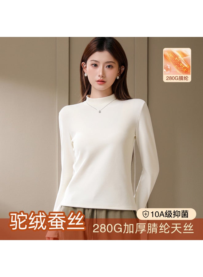 Modal Women'S Semi-High Neck Basic Layering Top, Versatile Solid Color For Autumn, Winter, And Spring, Premium Look - Image 2