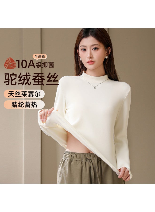 Modal Women'S Semi-High Neck Basic Layering Top, Versatile Solid Color For Autumn, Winter, And Spring, Premium Look - Image 5