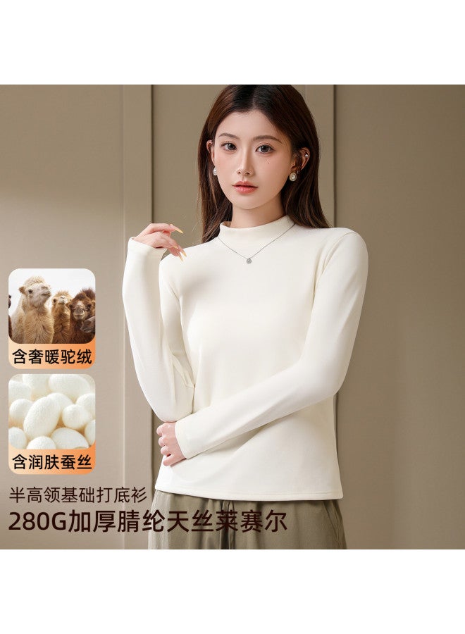 Modal Women'S Semi-High Neck Basic Layering Top, Versatile Solid Color For Autumn, Winter, And Spring, Premium Look - Image 4