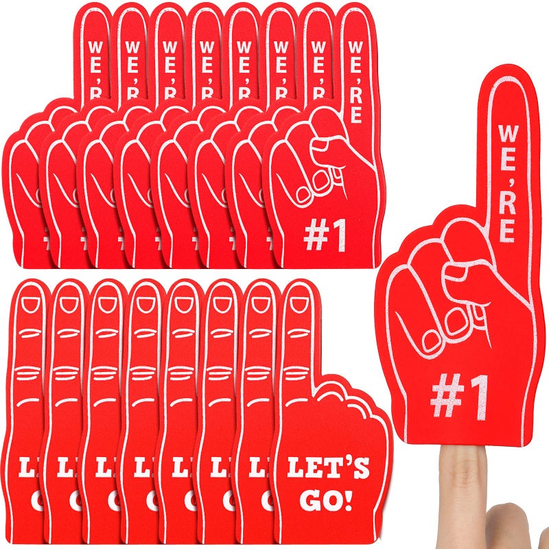 Sinmoe 24 Pcs Mini Foam Finger Baseball Fan Mini Foam Finger, We're #1 Sports Themed Party Supplies for Baseball Hockey Football Basketball Events Team Gifts(Red) - Image 1