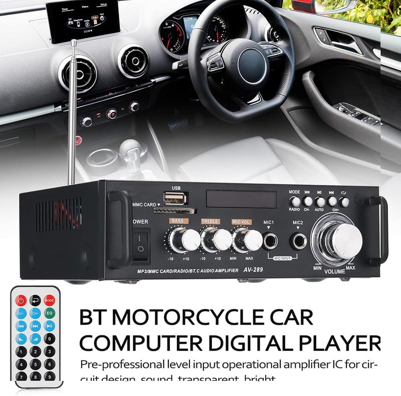 Eacam 12V/ 220V Mini 2CH LCD Display HIFI Audio Stereo Power Amplifier BT FM Radio Portable Car Home 600W Remote Control Audio Amplifier - Image 4