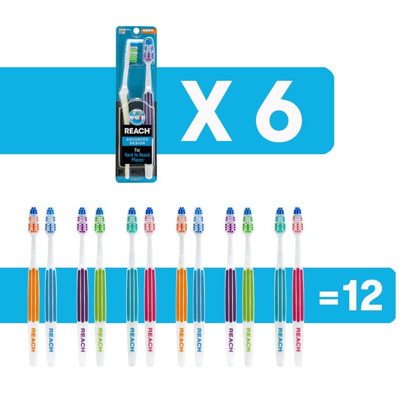 REACH Advanced Design Toothbrushes, Soft, 2-Count (Pack of 6) - Image 2
