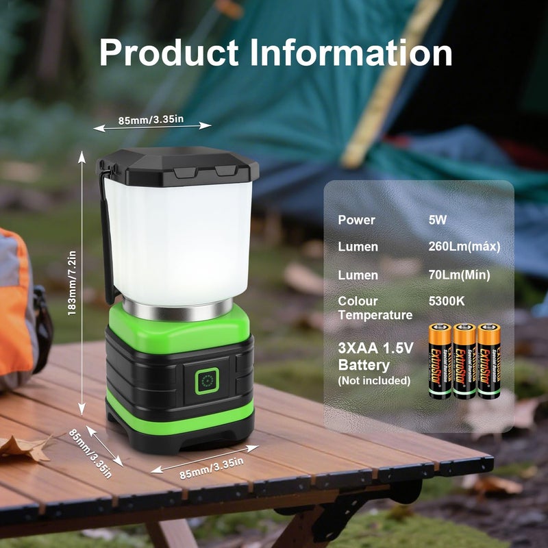 EXTRASTAR Camping Lantern, Lanterns for Power Outages, 2 Flash Modes, 260 Lumen max, Battery Powered Camping Gear for Camping, Hiking, Fishing, Hurricane, Storm, Outage, 1 Pack - Image 2