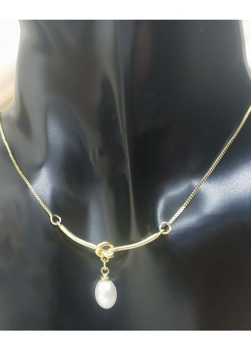 YL Single Pearl Necklace With Knot - Image 5