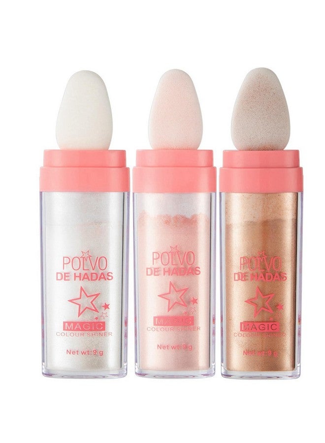 URQT 3 Color Polvo De Hadas Fairy Dust Highlight Patting Powder Full Body Contouring And Clavicle Pearlescent Patting Powder For Face And Eye Halloween Sparkling Body Glitter Powder (Trio) - Image 1