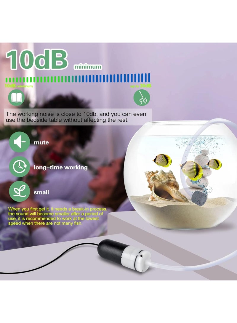 Mini Aquarium Air Pump, USB Air Pump for 5-Gallon (about 15.7L) Aquariums, Adjustable Fish Tank Aerator, Includes Aquarium Air Tube + Air Stone, USB Power Bank Aquarium Air Pump - Image 4