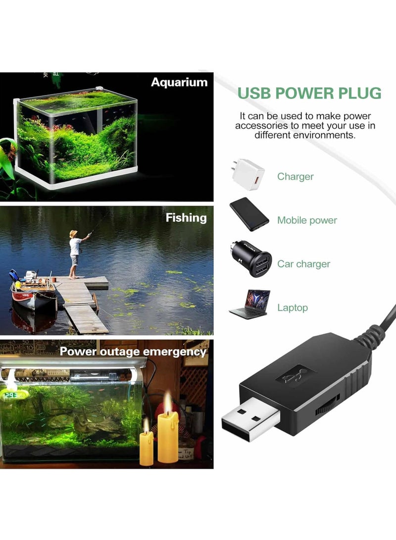 Mini Aquarium Air Pump, USB Air Pump for 5-Gallon (about 15.7L) Aquariums, Adjustable Fish Tank Aerator, Includes Aquarium Air Tube + Air Stone, USB Power Bank Aquarium Air Pump - Image 5