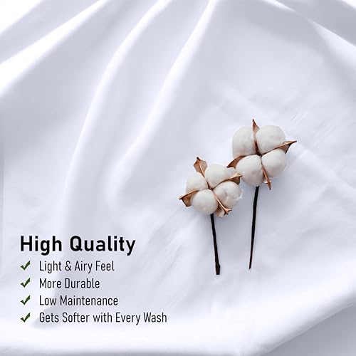 RUVANTI 100% Cotton Sheets Queen Size Set, 4 Pieces, Soft & Breathable Percale Weave Bedding, Deep Pocket 16", Hotel Standard, Crisp Cool Feeling, Durable, Perfect Dyed Bed Sheet, Bright White - Image 5