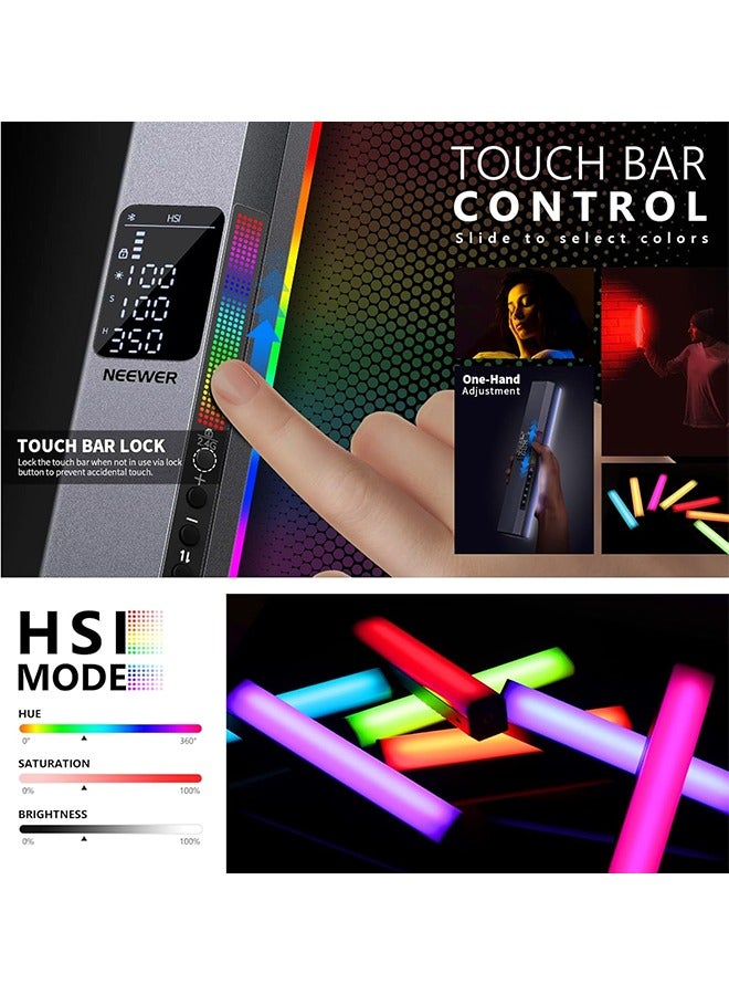 Neewer NEEWER RGB LED Video Light Stick, Touch Bar&APP Control, Magnetic Handheld Photography Lighting Wand, Dimmable 3200K~5600K CRI98+ Full Color LED Light with 6400mAh Battery, 17 Scenes, RGB1 (Rose Gold)  - Image 4