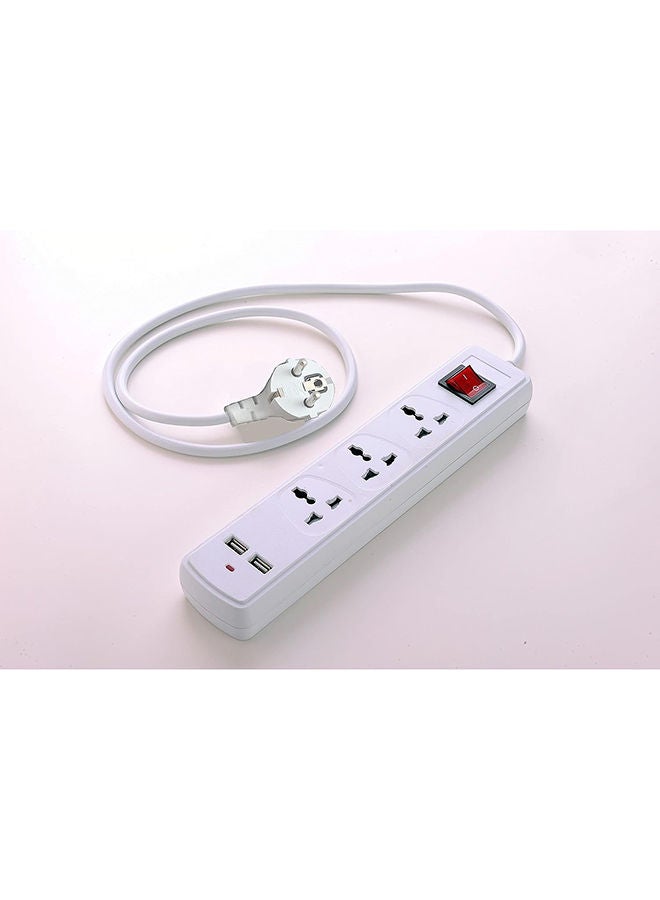 3 Socket And 2 USB Extension Power Cord