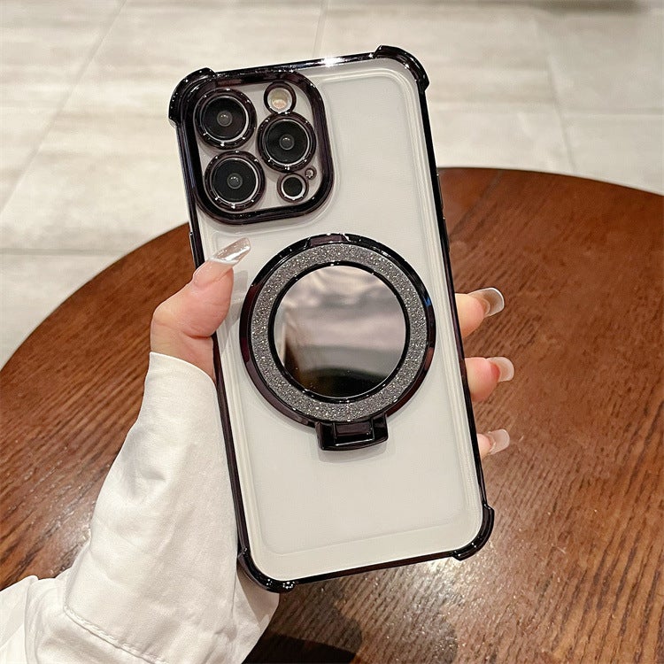 غطاء واقي، أسود، حامل قائم، TPU، مقاوم للصدمات لـ iPhone 12 بوظيفة حامل من مادة TPU باللون الأسود خفيف الحمل للاستخدام الداخلي للاستخدام الشخصي - Image 1