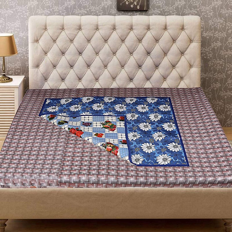 A CUBE LUXURY SOLUTIONS A CUBE LUXURY SOLUTIONS Waterproof Oilproof Bed Server Food Mat Bedsheet Protector Reversible in 3 Layer Heavy Material Color and Print May Vary as per Availability Blue  - Image 2