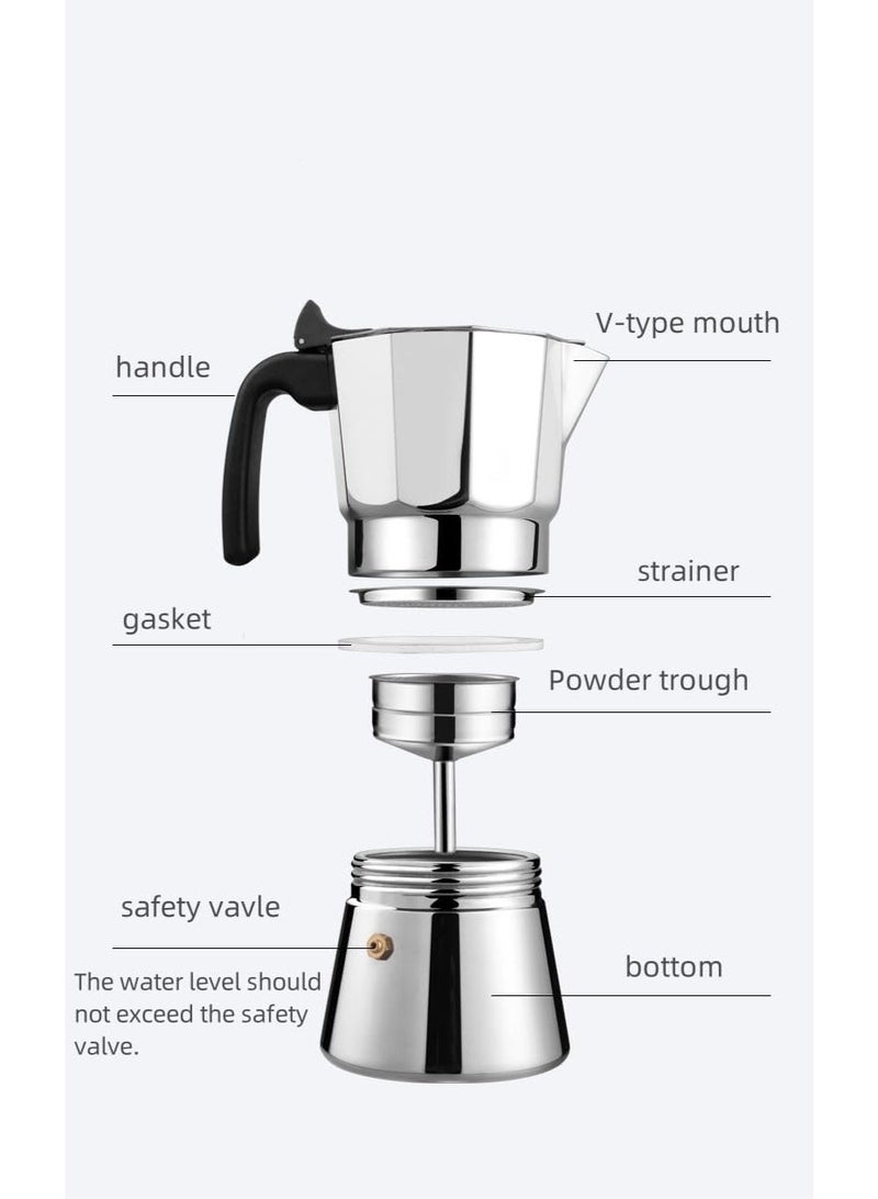 Bukela Stainless Steel Moka Pot, 6 Cup Stovetop Espresso Maker for Authentic Italian Coffee - Durable Rust-Proof Coffee Percolator, Premium Espresso Coffee Maker for Home and Outdoor Use - Image 3