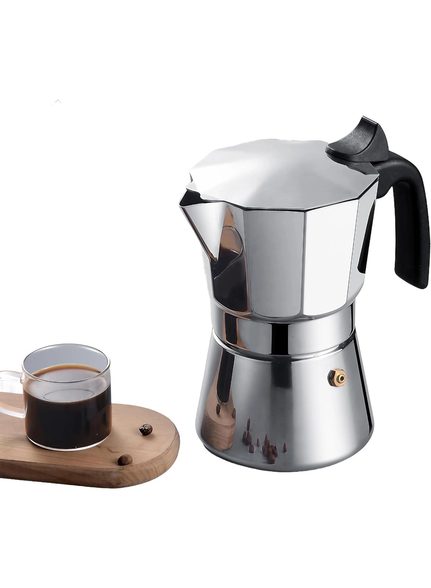 Stainless Steel Moka Pot, 6 Cup Stovetop Espresso Maker for Authentic Italian Coffee - Durable Rust-Proof Coffee Percolator, Premium Espresso Coffee Maker for Home and Outdoor Use