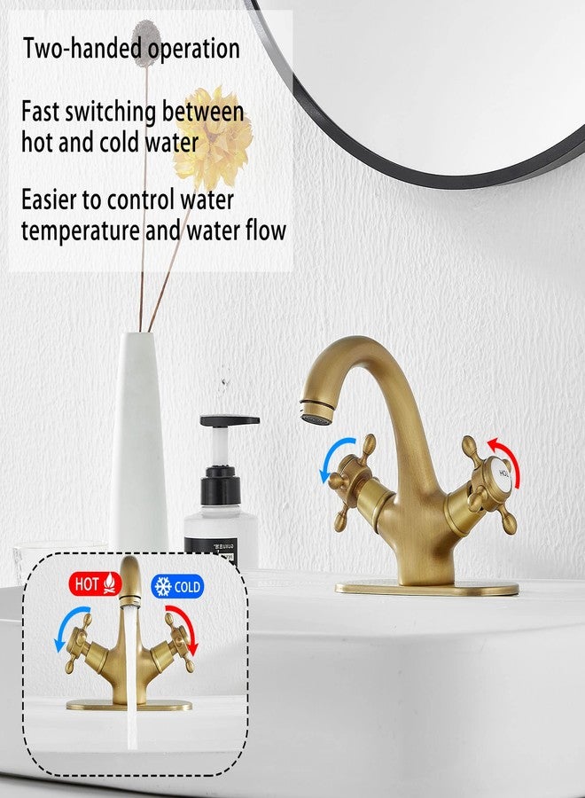 GGStudy Bathroom Faucet Antique Brass Bathroom Vanity Faucet Single Handle One Hole Bathroom Sink Faucet Basin with Cover Plate - Image 3
