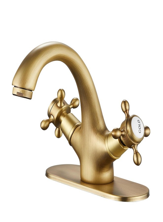 GGStudy Bathroom Faucet Antique Brass Bathroom Vanity Faucet Single Handle One Hole Bathroom Sink Faucet Basin with Cover Plate - Image 1