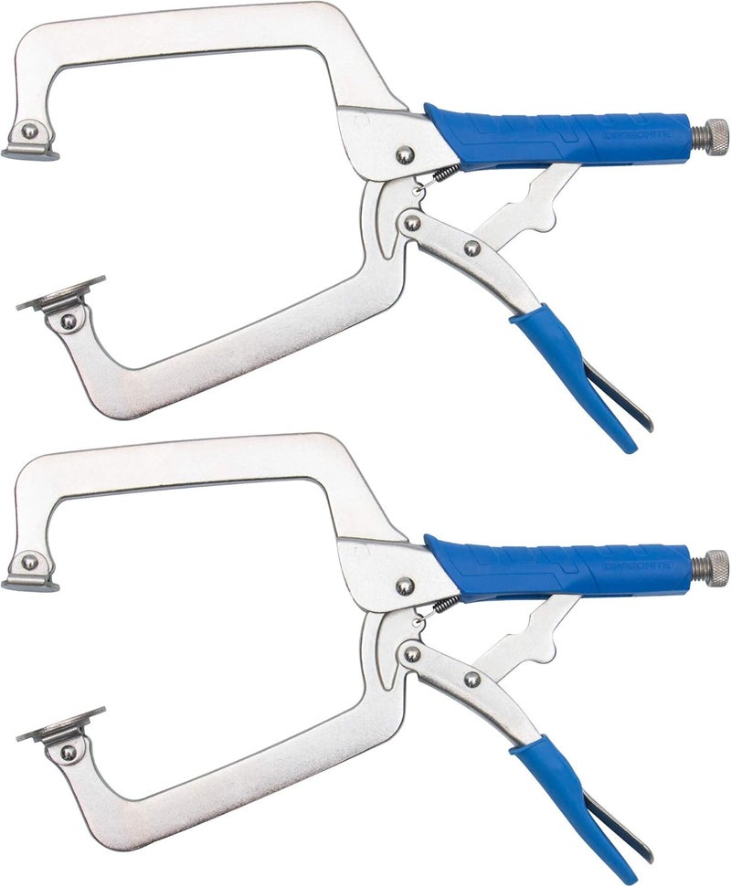 DRAGONITE Heavy Duty C Clamp, Vise Grip Locking Pliers With Swivel Pads, 18 Inch Face Clamp for Woodworking, Welding and Pocket Hole Joinery, 2 Piece - Image 1