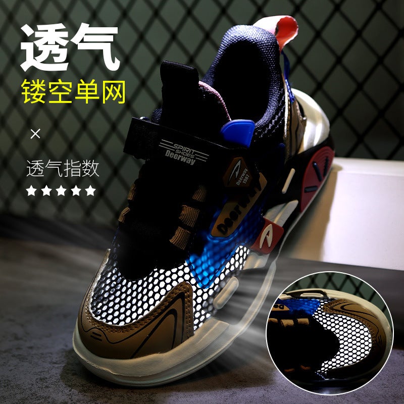 Mesh Shoes Shoes Big Children Leisure sneaker Primary School Students Season Single Sticker Girls Air Boys Delhui Magic Summer - Image 2
