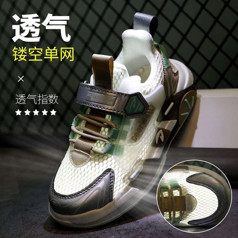 Mesh Shoes Shoes Big Children Leisure sneaker Primary School Students Season Single Sticker Girls Air Boys Delhui Magic Summer - Image 3