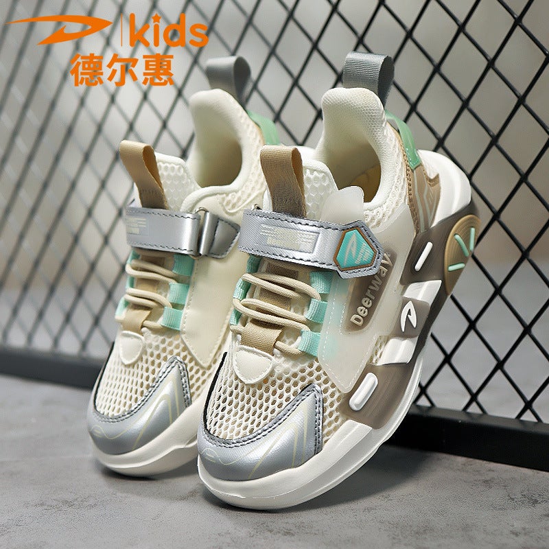 Mesh Shoes Shoes Big Children Leisure sneaker Primary School Students Season Single Sticker Girls Air Boys Delhui Magic Summer - Image 4
