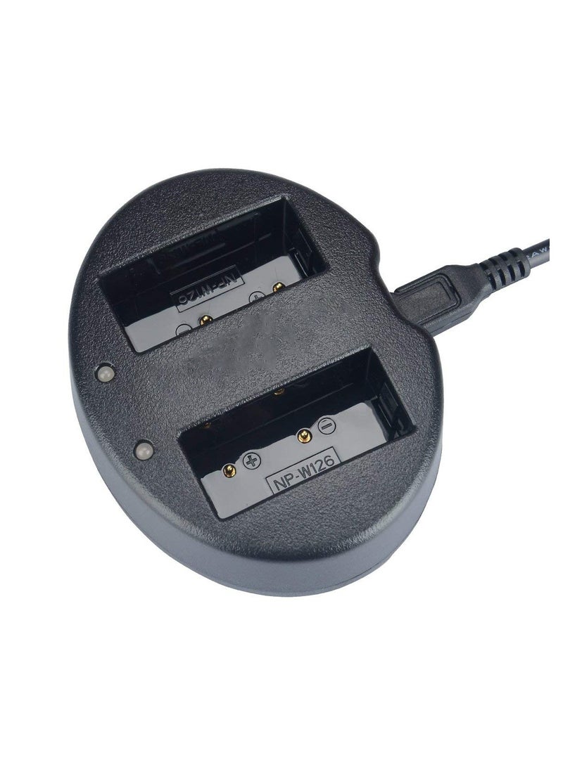 Excefore Dual USB Charger for Fujifilm NP-W126 NP-W126S and Fujifilm FinePix X-Pro1 X-Pro2 HS30EXR HS33EXR HS35EXR HS50EXR X100F X-A1 X-A2 X-A3 X-A5 X-E1 X-E2 X-M1 X-T1 X-T2 X-T10 X-T20 X-T100 X-H1  - Image 1