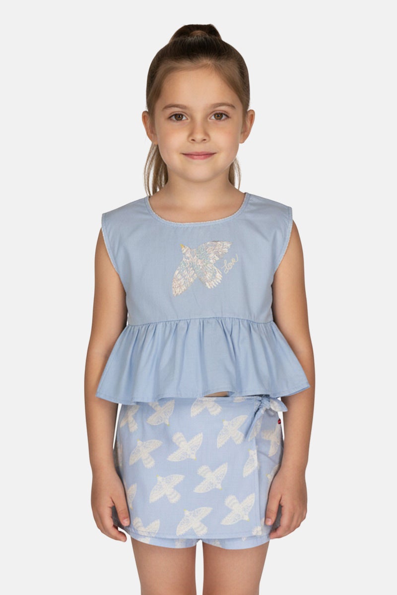 Limited Too Kids Girls 2 Pieces Graphic Print Dress And Skort Set, Blue - Image 1