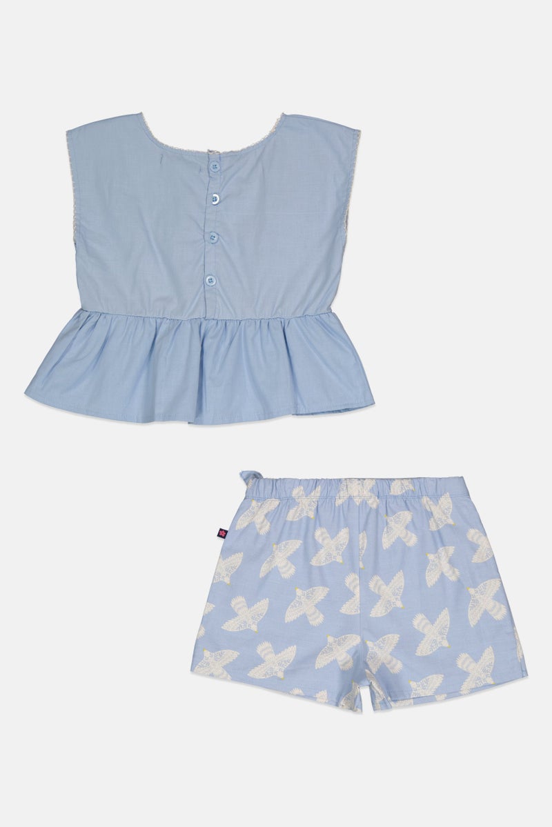 Limited Too Kids Girls 2 Pieces Graphic Print Dress And Skort Set, Blue - Image 2