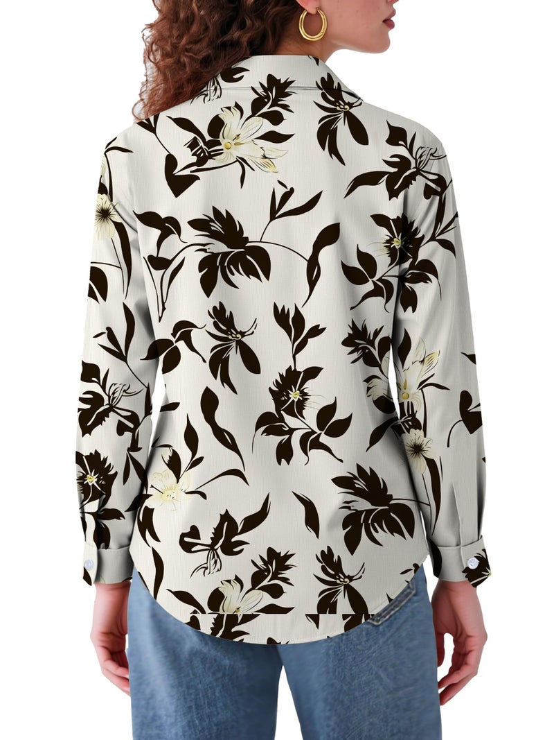 COUXILY Womens Button Down Blouse Long Sleeve Shirts for Women Tops Fall Business Casual Shirt Work Dressy Fashion Blouses Formal Elegant Trending Classy Print Office Boutique Floral 05 M - Image 4