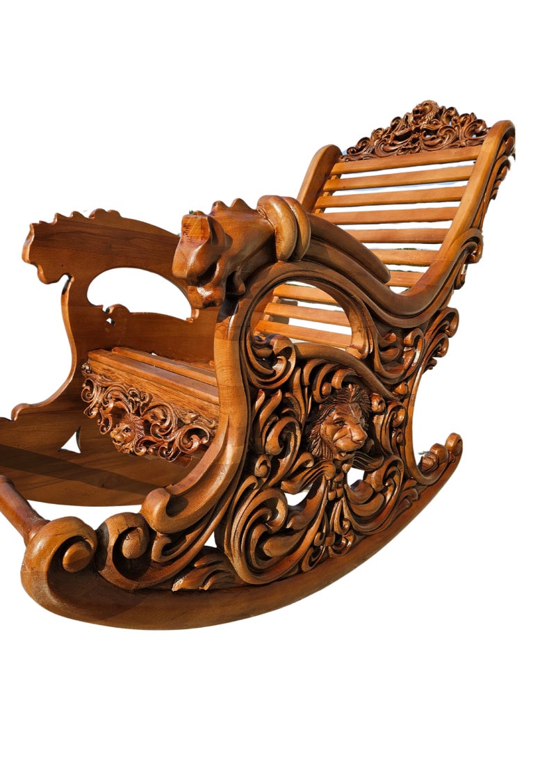 mahome Luxury Hand-Carved Wooden Rocking Chair – Antique Victorian Design. sutable for living room sofa, office and garden furniture.(Beech wood, Oversized)  - Image 2