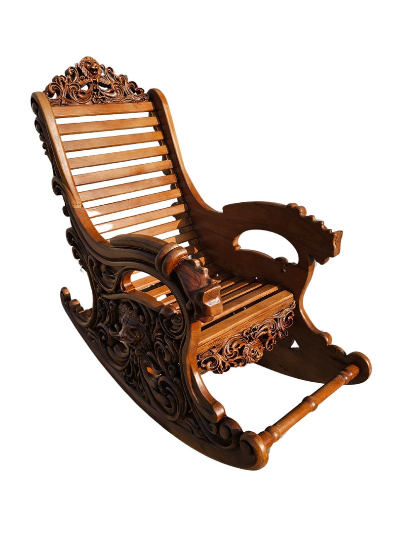 mahome Luxury Hand-Carved Wooden Rocking Chair – Antique Victorian Design. sutable for living room sofa, office and garden furniture.(Beech wood, Oversized)  - Image 5