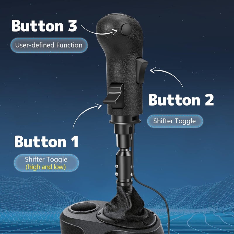 Dexepe دوالك بسيارة الشاحنة من عبر منفذ USB، متوافق مع عجلة تغيير التروس Logitech G29، G27، G25، TH8A، ومناسب لألعاب السباقات الافتراضية ATS وETS2، لأجهزة الكمبيوتر، بلون أسود. - Image 3