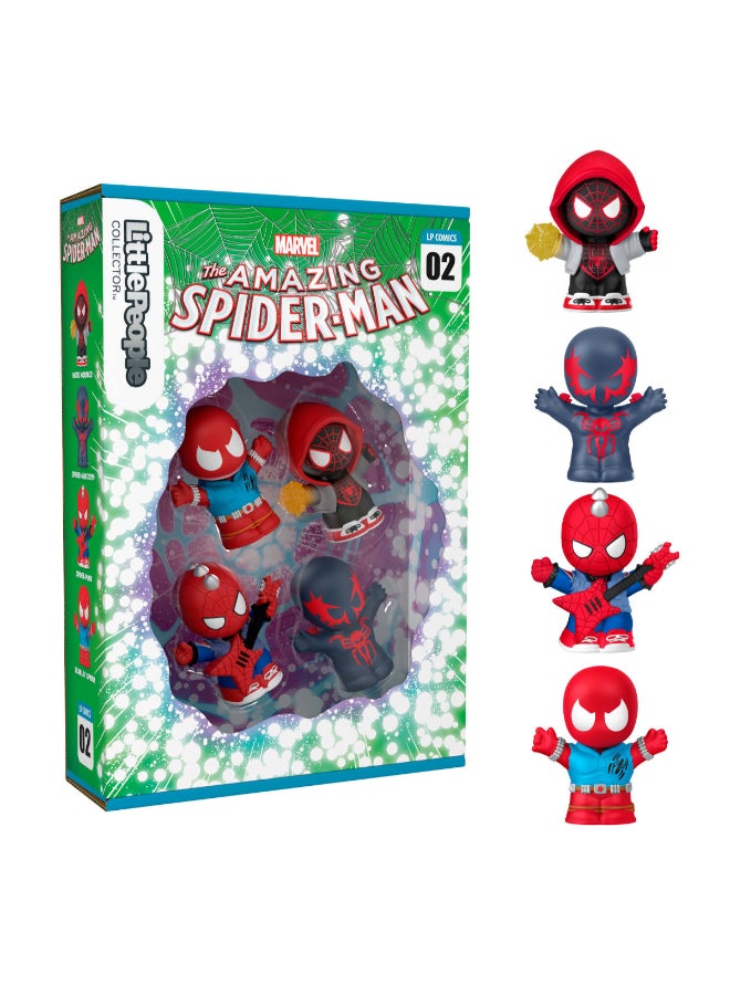 Fisher-Price ​Little People Collector Marvel Spider-Man: Issue 2 Special Edition Set for Comic Book Fans, 4 Figures in a Display Package - Image 1
