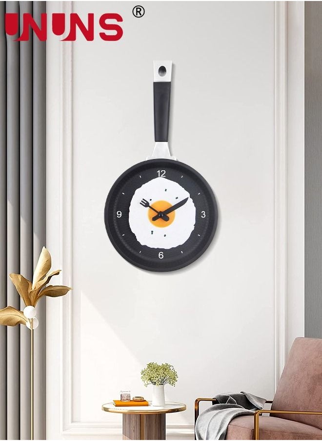 UNUNS - Creative Wall Clock,3D Frying Pan Wall Mounted Clock,Kitchen Decor Fried Egg Shape Pot Design Wall Clock - Image 1