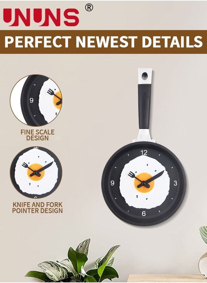 UNUNS - Creative Wall Clock,3D Frying Pan Wall Mounted Clock,Kitchen Decor Fried Egg Shape Pot Design Wall Clock - Image 1