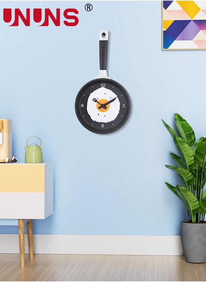 UNUNS - Creative Wall Clock,3D Frying Pan Wall Mounted Clock,Kitchen Decor Fried Egg Shape Pot Design Wall Clock - Image 1