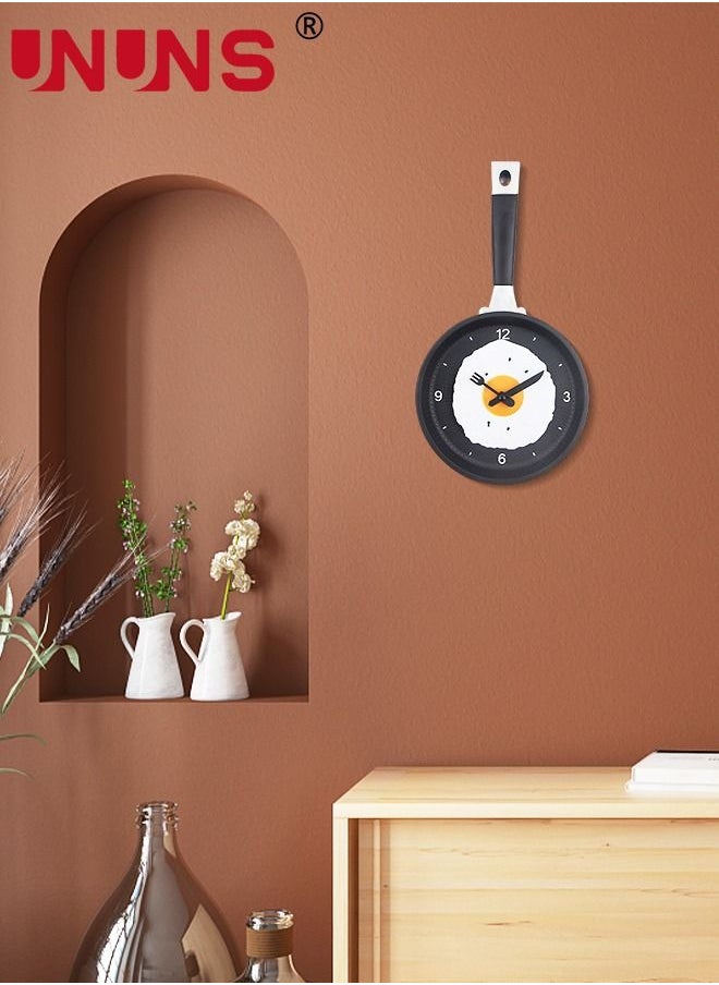 UNUNS - Creative Wall Clock,3D Frying Pan Wall Mounted Clock,Kitchen Decor Fried Egg Shape Pot Design Wall Clock - Image 1