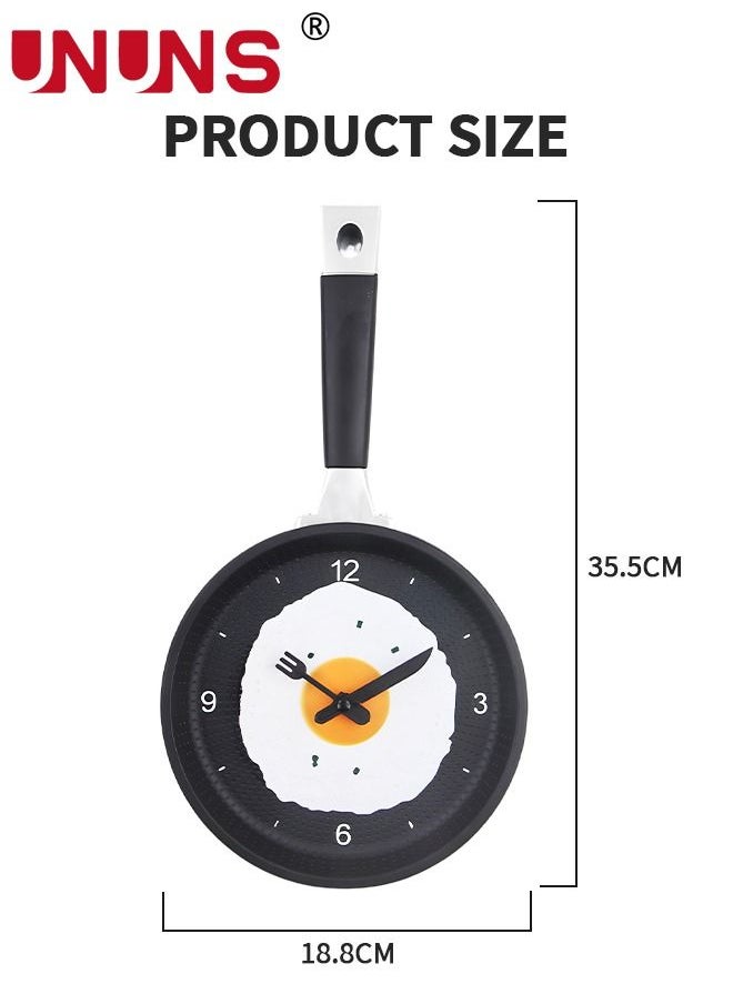 UNUNS - Creative Wall Clock,3D Frying Pan Wall Mounted Clock,Kitchen Decor Fried Egg Shape Pot Design Wall Clock - Image 1