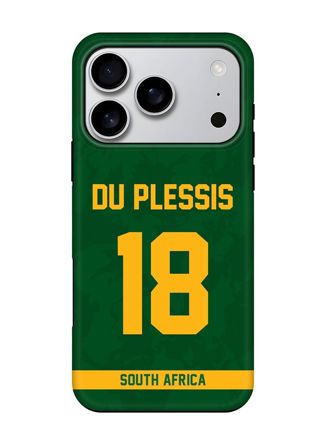 Stylizedd Tough Pro Magnetic Case for iPhone 17 Pro, Dual Layer hybrid PC + TPU Mobile Cover Matte - South Africa Faf du Plessis, Jersey No 18