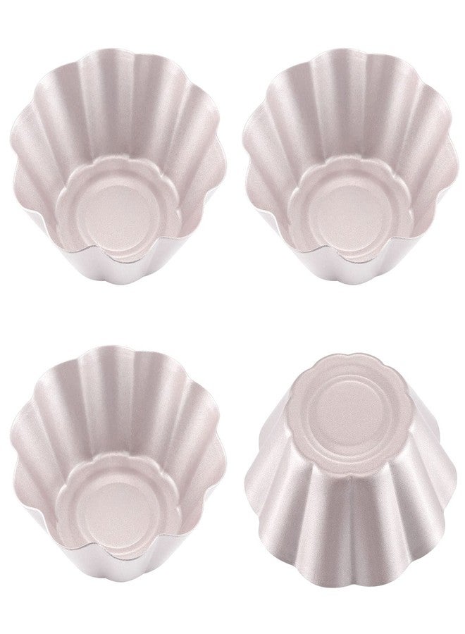 CHEFMADE Mini Pudding Pan Set, 3-Inch 4Pcs Non-Stick Egg Tart Mold Flower-shaped Pie Bread and Cake Pan Bakeware for Oven and Instant Pot Baking (Champagne Gold) - Image 1