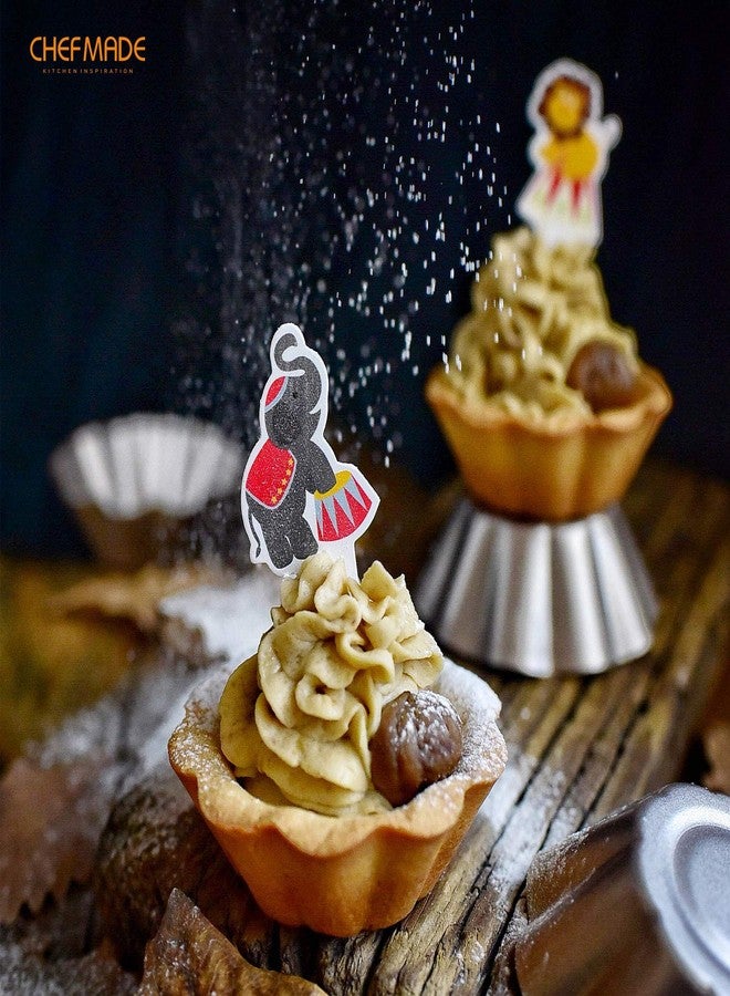 CHEFMADE Mini Pudding Pan Set, 3-Inch 4Pcs Non-Stick Egg Tart Mold Flower-shaped Pie Bread and Cake Pan Bakeware for Oven and Instant Pot Baking (Champagne Gold) - Image 4