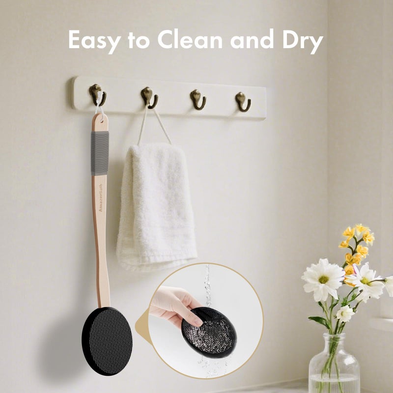 AmazerBath Lotion Applicator for Back, Feet, 4 Replaceable Pads with 1 Long Handled, Back Sunscreen Applicator for Elderly, Women, Apply Cream Medicine Skin Cream Moisturizer Sunscreen Tanner, Black - Image 4