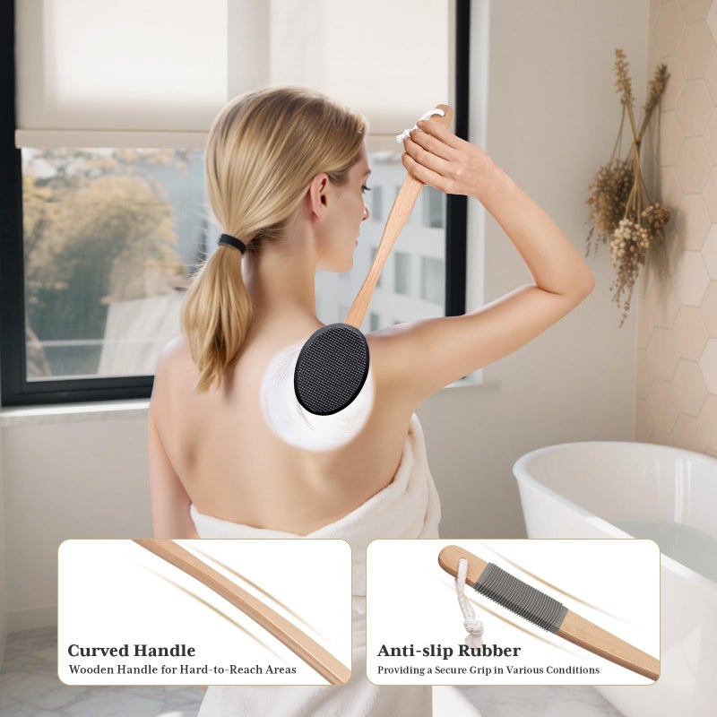 AmazerBath Lotion Applicator for Back, Feet, 4 Replaceable Pads with 1 Long Handled, Back Sunscreen Applicator for Elderly, Women, Apply Cream Medicine Skin Cream Moisturizer Sunscreen Tanner, Black - Image 5