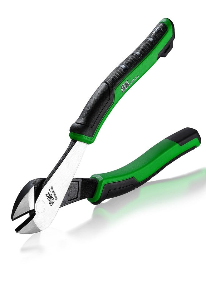 SK 8-Inch Diagonal Pliers, Heavy Duty Side Cutters, High Carbon Steel, Ergonomic Anti-slip Handle for Comfortable Grip - Image 1