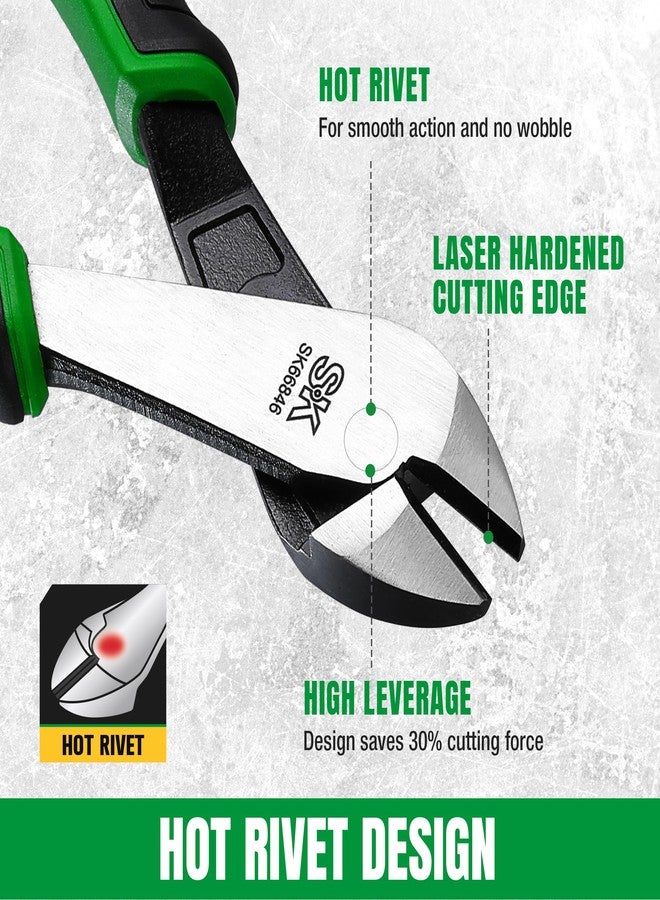 SK 8-Inch Diagonal Pliers, Heavy Duty Side Cutters, High Carbon Steel, Ergonomic Anti-slip Handle for Comfortable Grip - Image 4