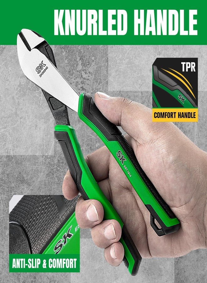 SK 8-Inch Diagonal Pliers, Heavy Duty Side Cutters, High Carbon Steel, Ergonomic Anti-slip Handle for Comfortable Grip - Image 5