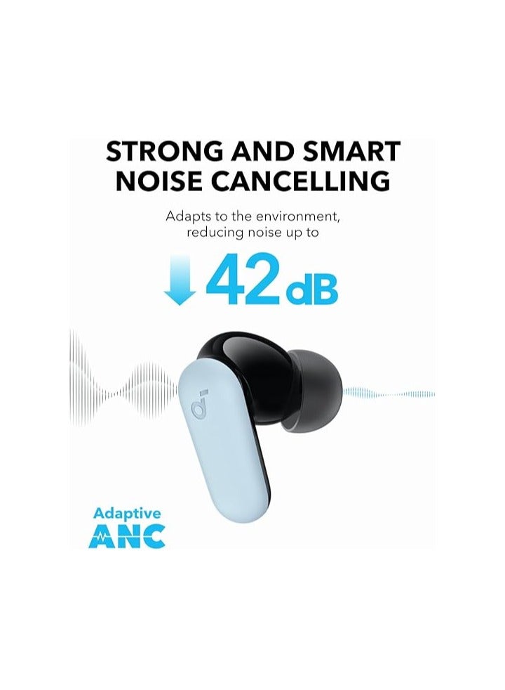soundcore R50i NC by Anker Noise Cancelling Earbuds, Strong and Smart Noise Cancelling, Powerful Bass, 45H Playtime, 2-in-1 Case and Phone Stand, IP54, Wireless Earbuds, Bluetooth 5.4, App Control Blue - Image 3
