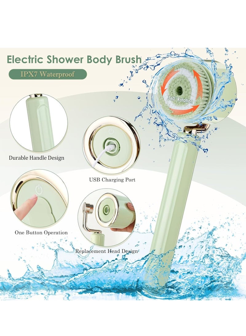 SYOSI Electric Body Scrubber with 5 Large Brush Heads, Long Handle Shower Back for Body,3 Gear Adjustment Deep Cleansing Scrub - Image 5
