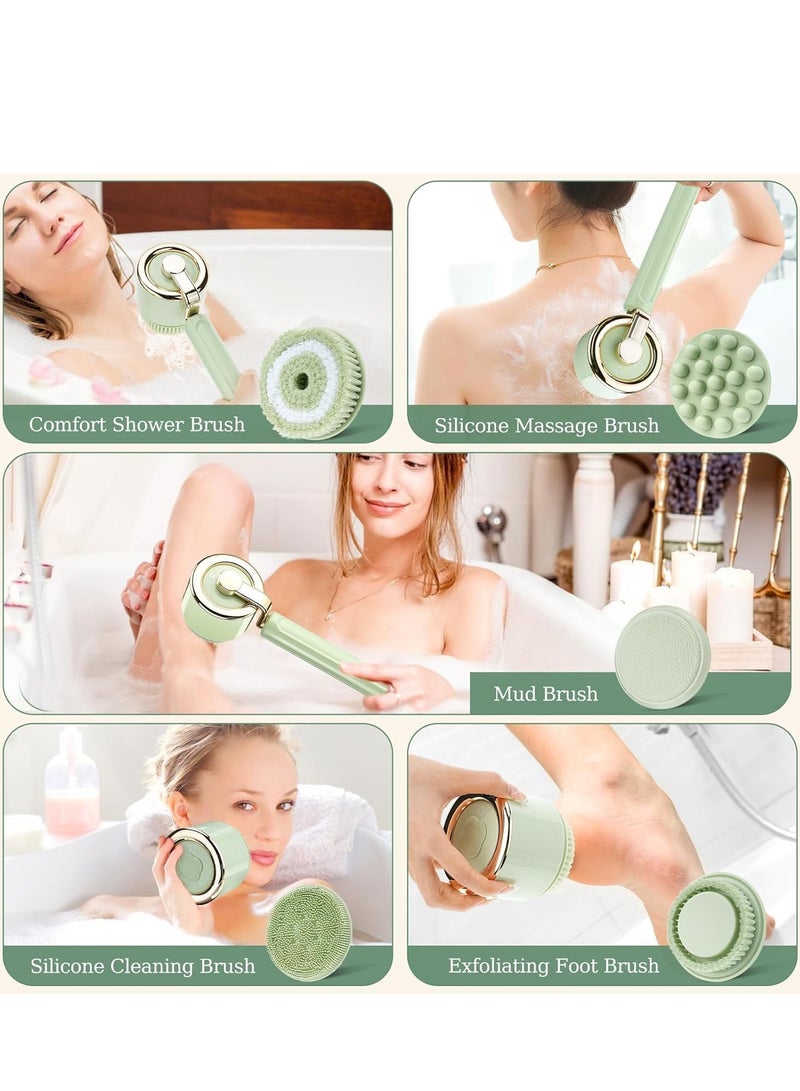 SYOSI Electric Body Scrubber with 5 Large Brush Heads, Long Handle Shower Back for Body,3 Gear Adjustment Deep Cleansing Scrub - Image 3