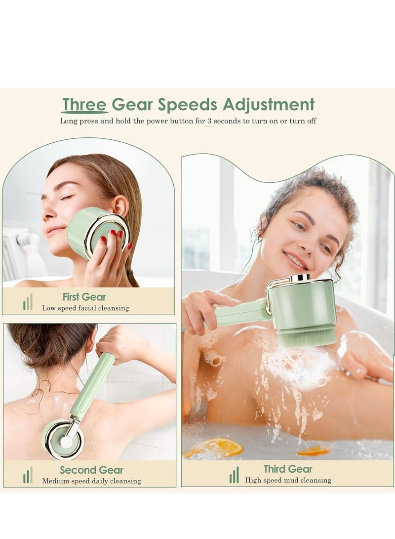 SYOSI Electric Body Scrubber with 5 Large Brush Heads, Long Handle Shower Back for Body,3 Gear Adjustment Deep Cleansing Scrub - Image 2